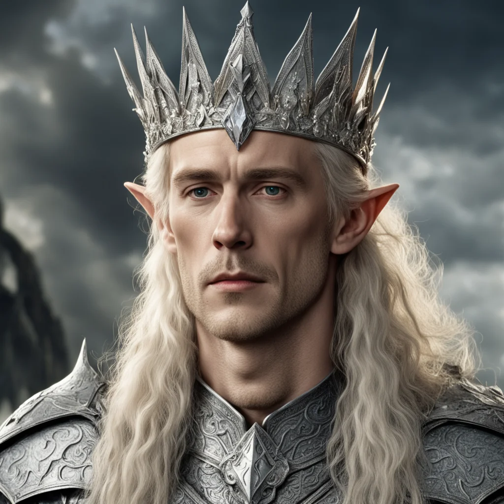 tolkien king amdir with blond hair wearing silver wood elf crown with diamonds