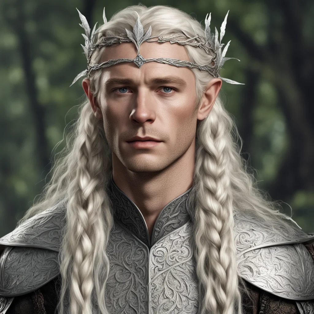tolkien king amdir with blond hair with braids wearing silver beech leaf elvish circlet with diamonds amazing awesome portrait 2