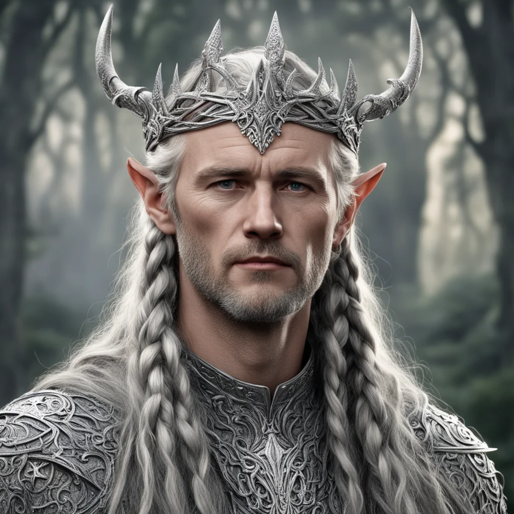 tolkien king amdir with braids wearing silver stag elven circlet with diamonds amazing awesome portrait 2