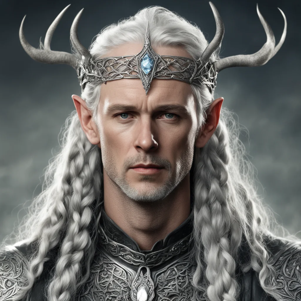 tolkien king amdir with braids wearing silver stag elven circlet with diamonds good looking trending fantastic 1