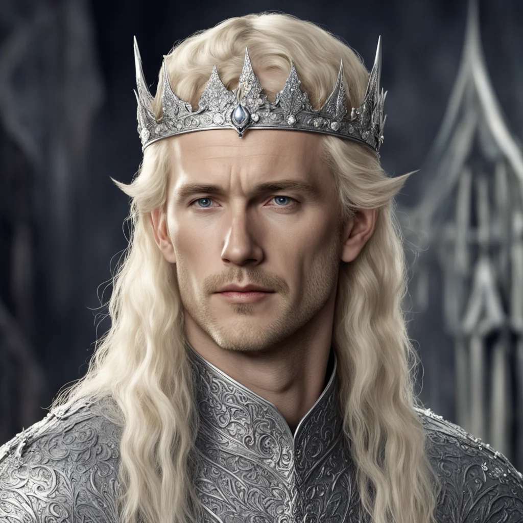 tolkien king amroth with blond hair wearing silver elven coronet with diamonds confident engaging wow artstation art 3