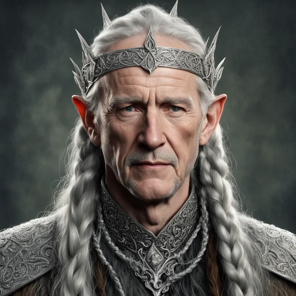tolkien king olwe with braids wearing elvish silver circlet with diamonds amazing awesome portrait 2