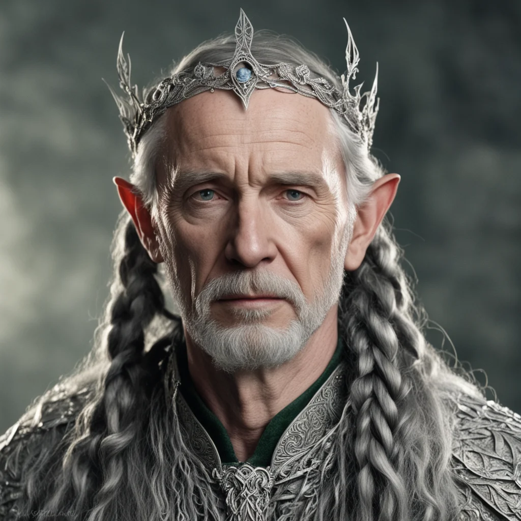tolkien king olwe with braids wearing elvish silver circlet with diamonds confident engaging wow artstation art 3