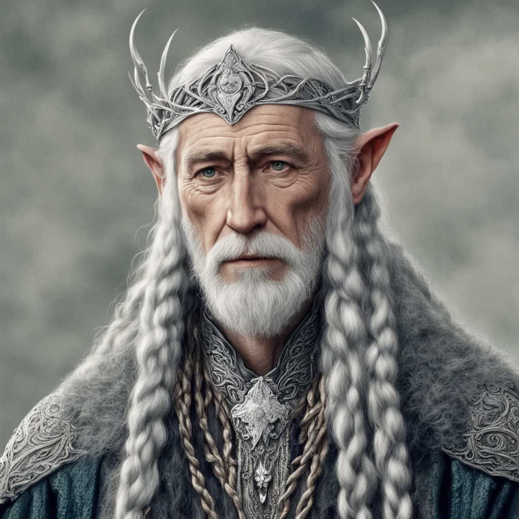 tolkien king olwe with braids wearing silver elven circlet with diamonds amazing awesome portrait 2