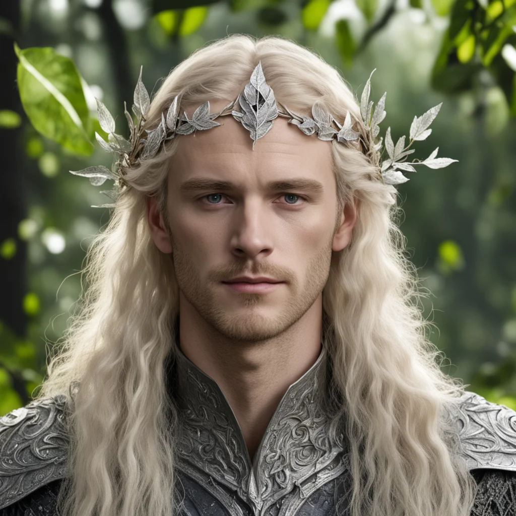 tolkien king oropher with blond hair wearing silver beech leaf elven circlet with diamonds amazing awesome portrait 2