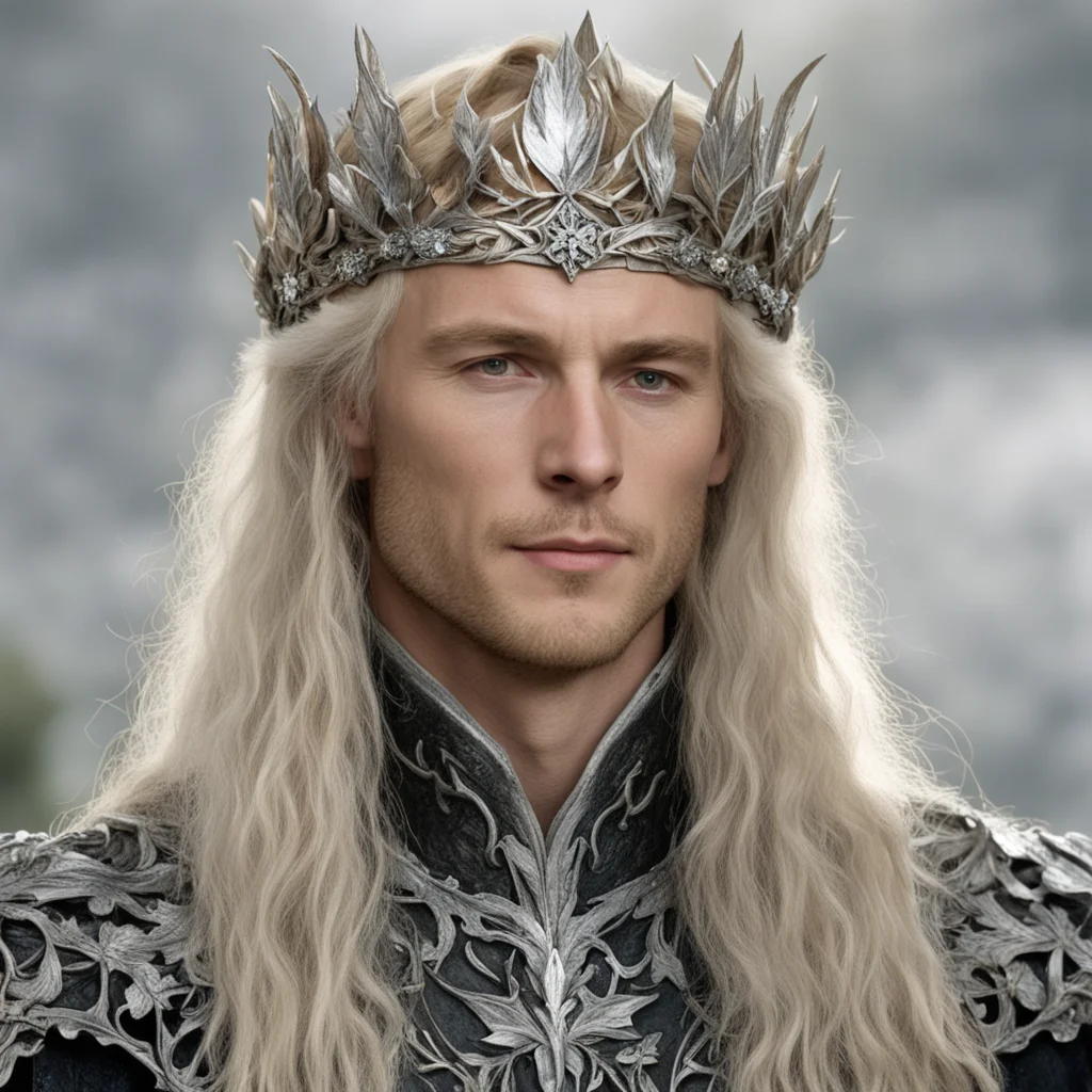 tolkien king oropher with blond hair wearing silver oak leaf elven circlet with diamonds amazing awesome portrait 2