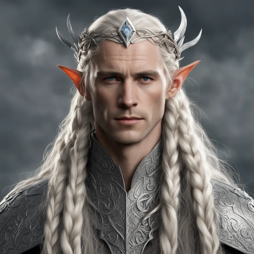 tolkien king oropher with blonde hair with braids wearing silver wood elf circlet with diamonds amazing awesome portrait 2