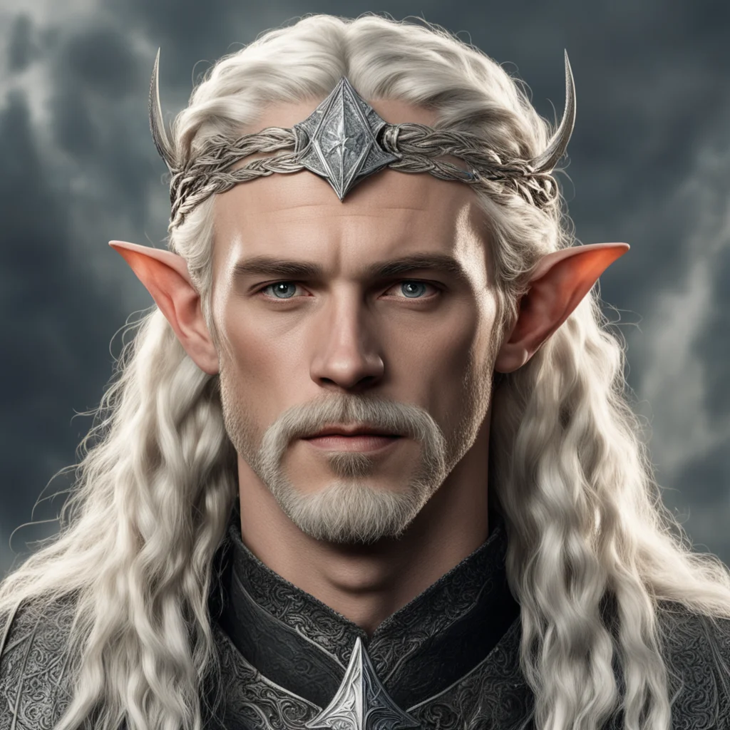 tolkien king oropher with blonde hair with braids wearing silver wood elf circlet with diamonds