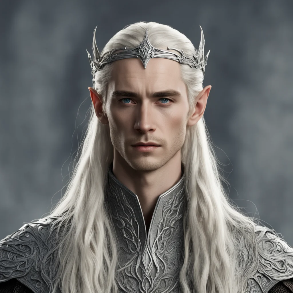 tolkien king thranduil with blond hair and braids wearing silver silvan elvish circlet with center diamond good looking trending fantastic 1