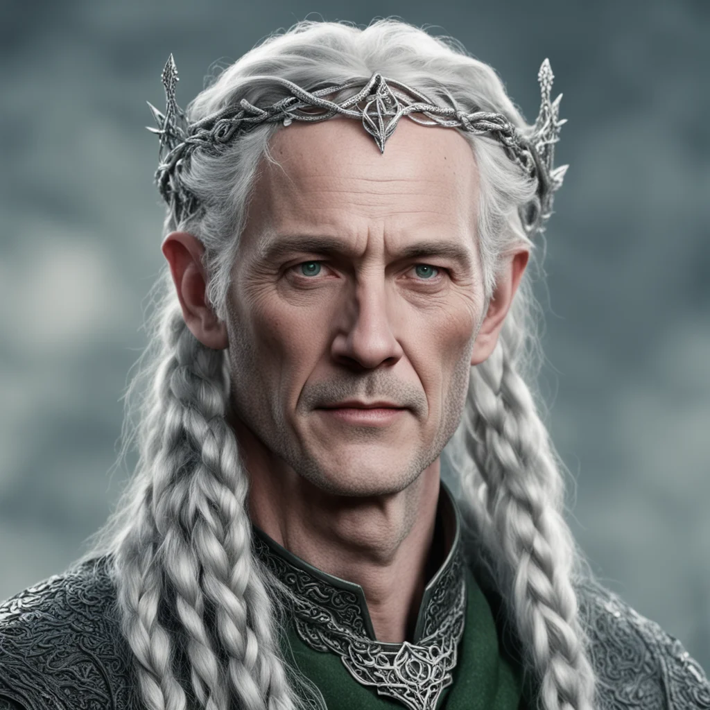 tolkien lord galathil with braids wearing silver serpentine intertwined into elvish circlet with diamonds good looking trending fantastic 1