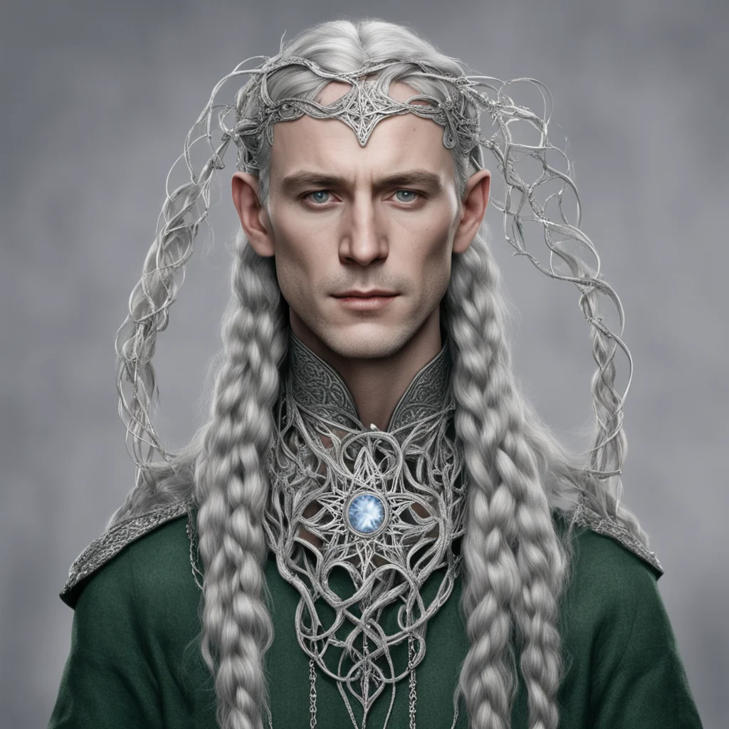 tolkien lord galathil with braids wearing silver vines intertwined elvish circlet with diamonds confident engaging wow artstation art 3