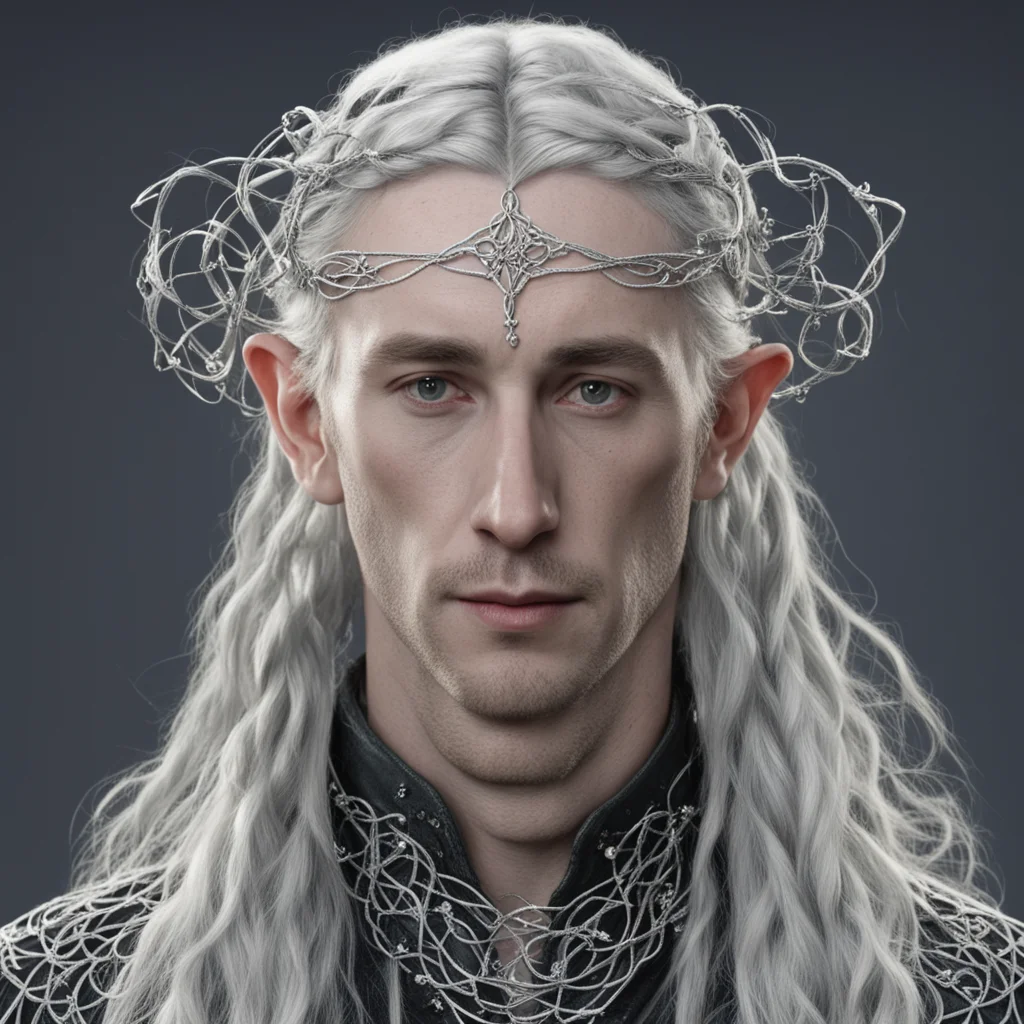 tolkien lord galathil with braids wearing silver vines intertwined elvish circlet with diamonds good looking trending fantastic 1