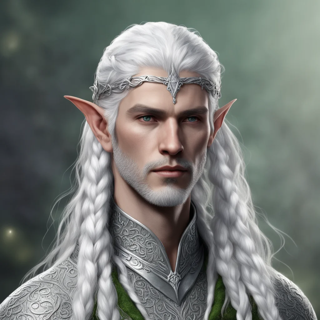 tolkien noble nandorin elf male with white hair and braids wearing silver elvish circlet with diamonds  good looking trending fantastic 1