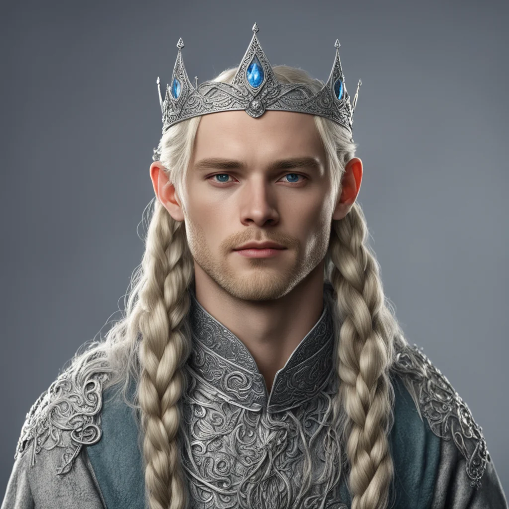 tolkien prince elmo with braids wearing silver elvish circlet with diamonds confident engaging wow artstation art 3