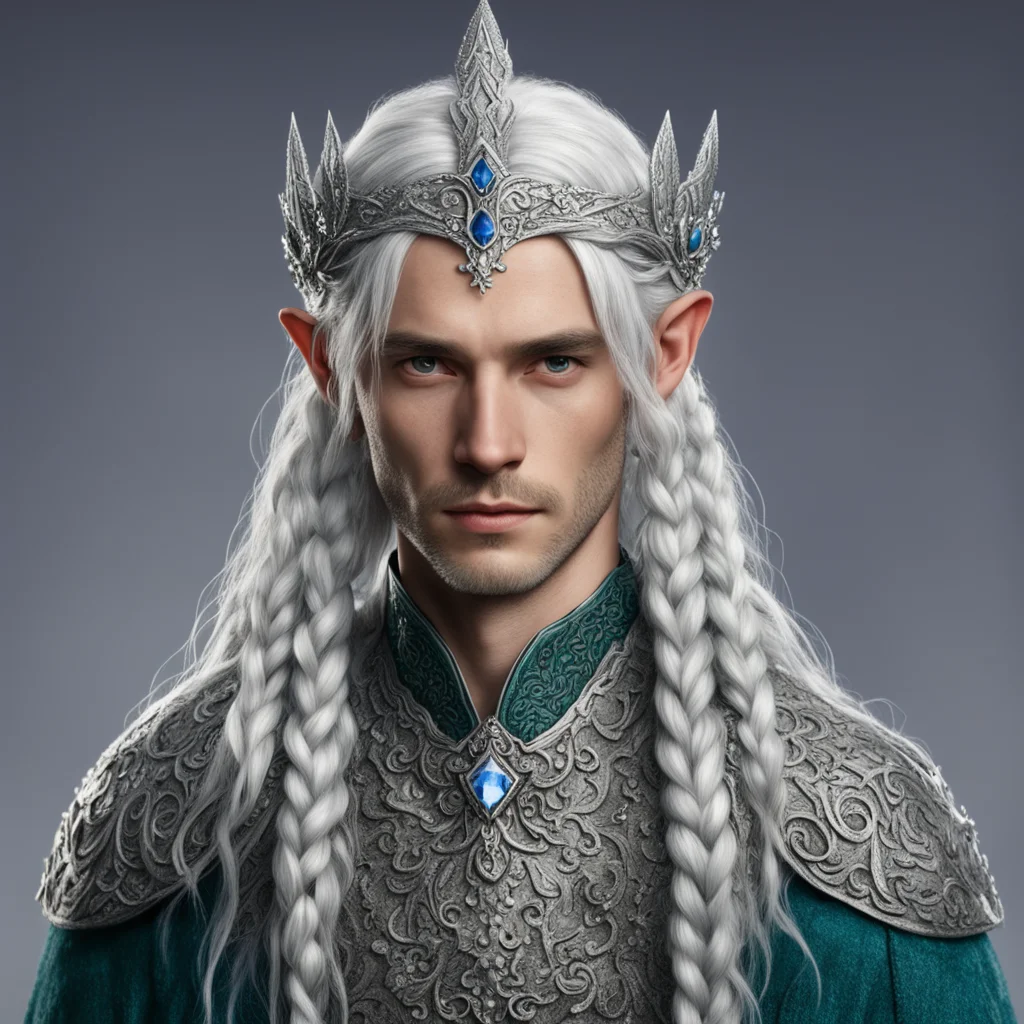 tolkien prince elmo with silver hair with braids wearing silver flower elvish circlet encrusted with dimonds good looking trending fantastic 1
