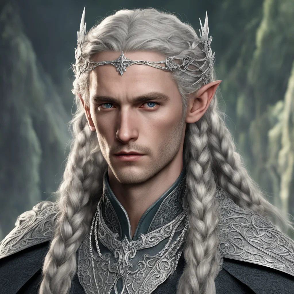 tolkien prince galadhon with braids wearing silver elvish circlet with diamonds amazing awesome portrait 2
