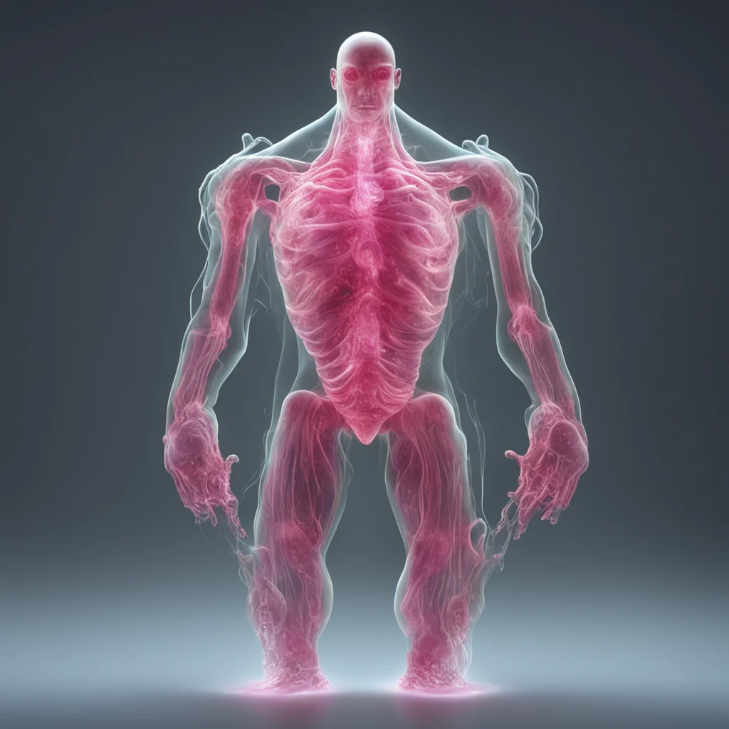 transparent skin with visible moving inner organs mutant amoeba humanoid being confident engaging wow artstation art 3