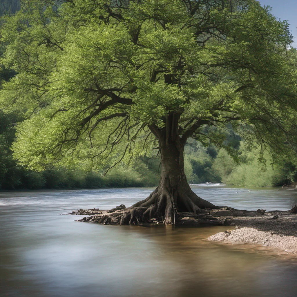 aitree in front of  a river