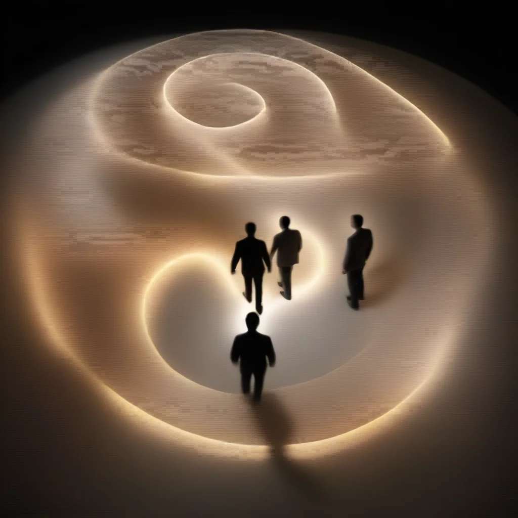 aitrending  maze with men in front of footspets with light guiding him good looking fantastic 1