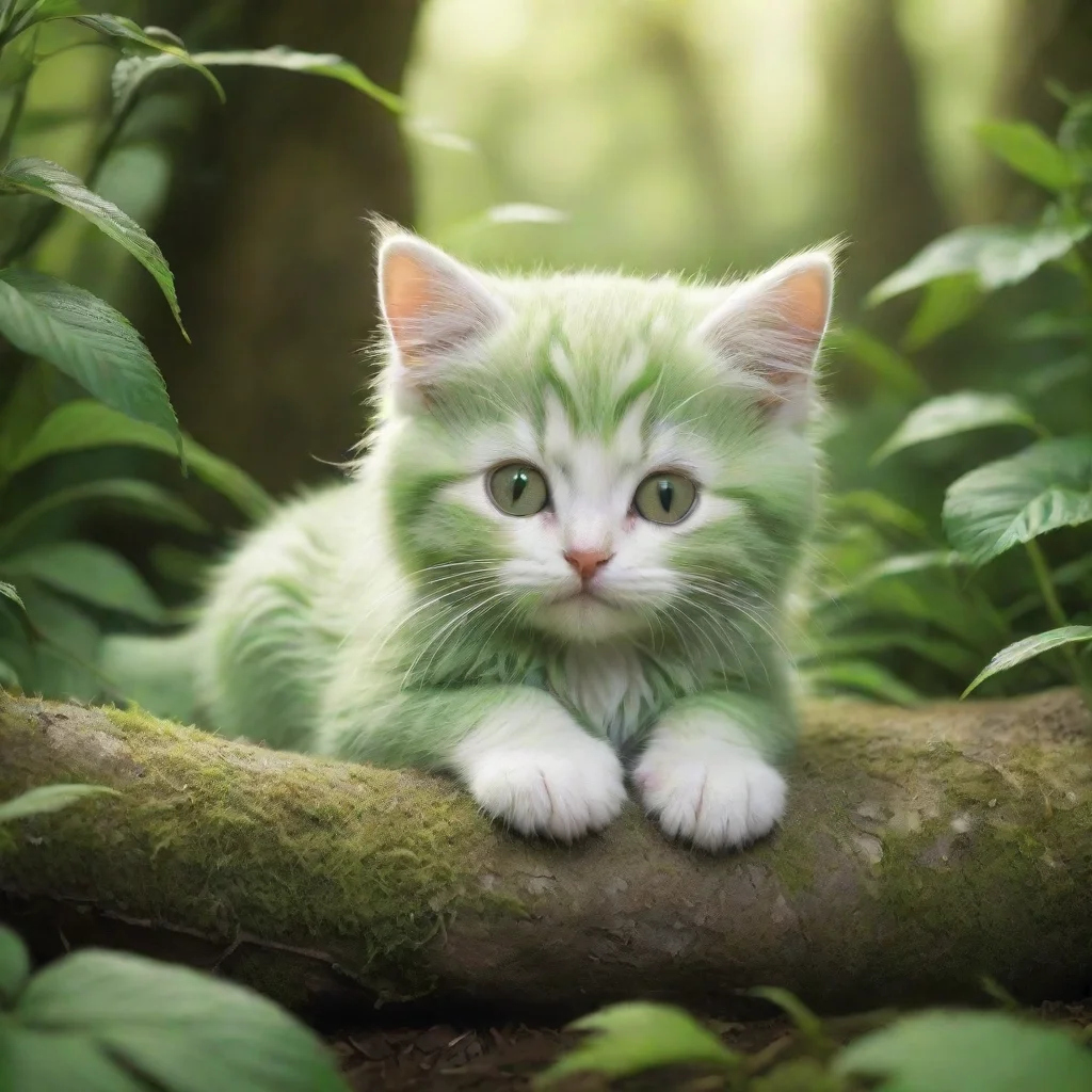 aitrending  serene green kitten in repose nestled amidst a miyazaki style intricate environment soft fuzzy te good looking fantastic 1