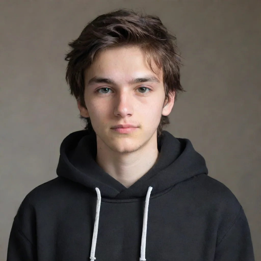 aitrending 20 years old mam with dark brown hair and he have a little unshaved face.he wear black hoodie  good looking fantastic 1