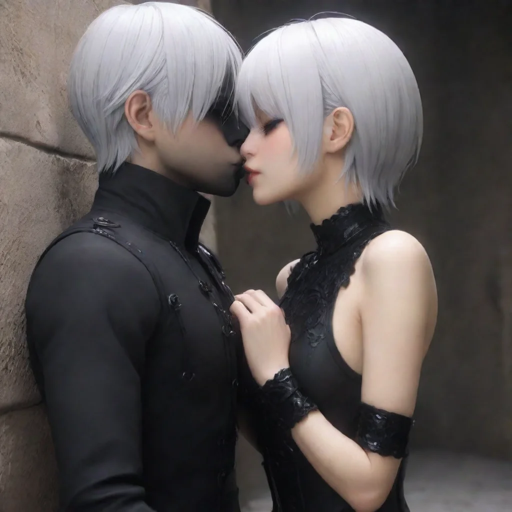 aitrending 2b yorha kissing a goth guy in a back ally walls good looking fantastic 1
