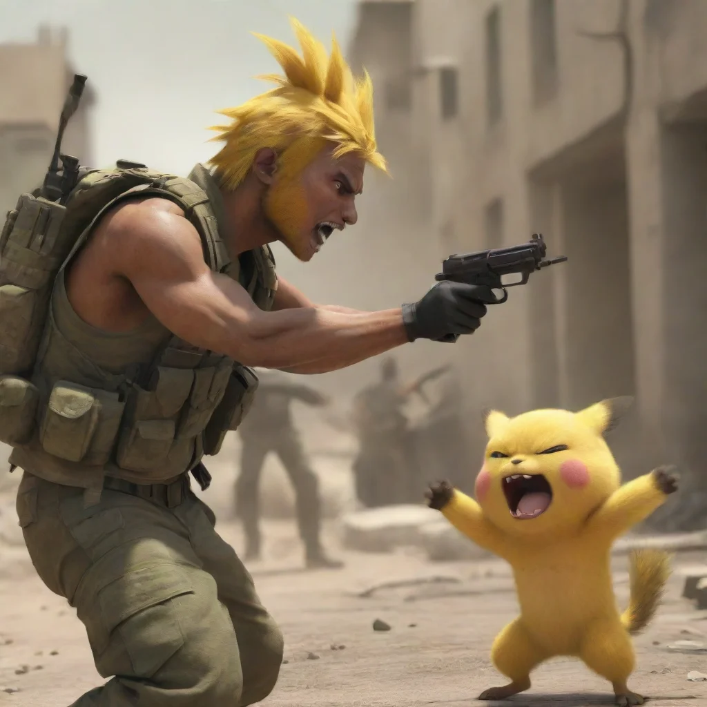 aitrending a angry guerilla militia soldier fighting sonichu in a warzone hd good looking fantastic 1