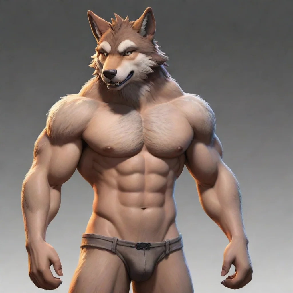 aitrending a animated male shirtless buff wolf furry good looking fantastic 1