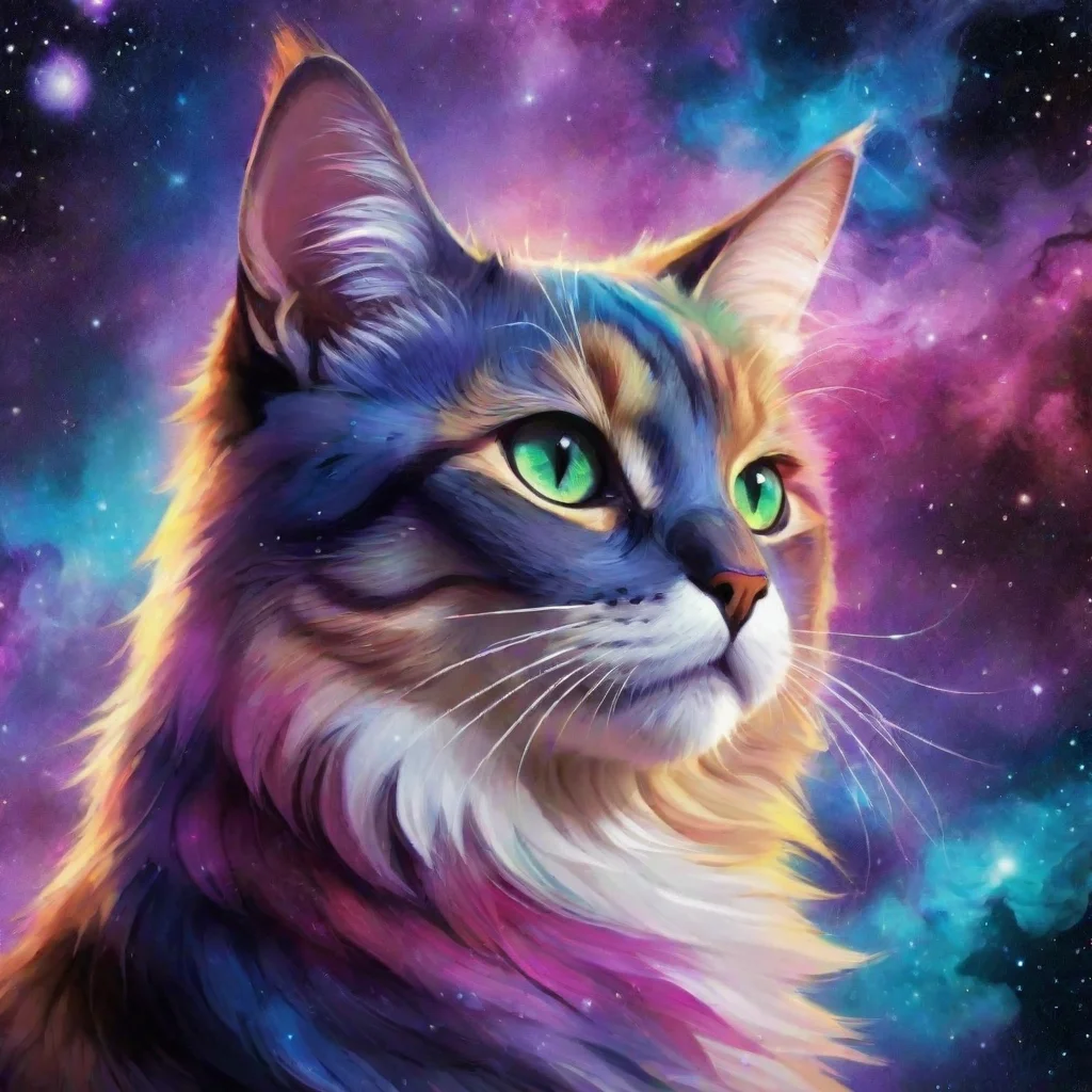 aitrending a cat fantasy art vibrant colors theme galaxy  good looking fantastic 1