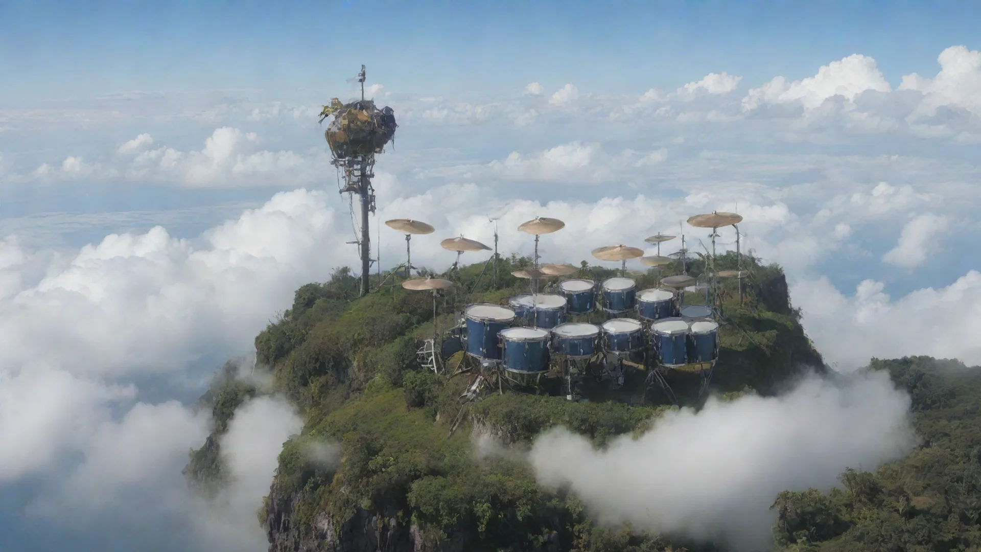 aitrending a drumkit over a fluctuating island in the sky good looking fantastic 1 hdwidescreen