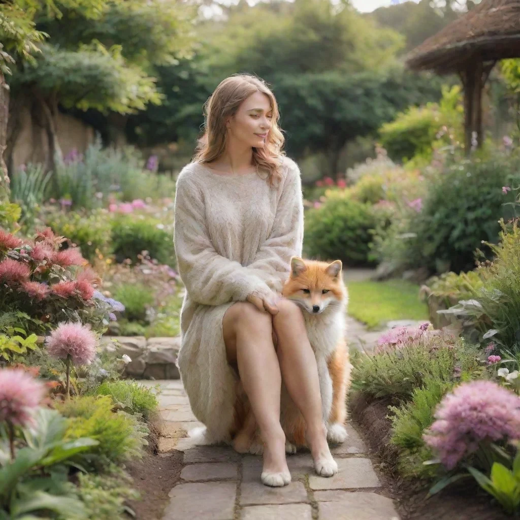 aitrending a furry women at the garden with beautifull nature good looking fantastic 1
