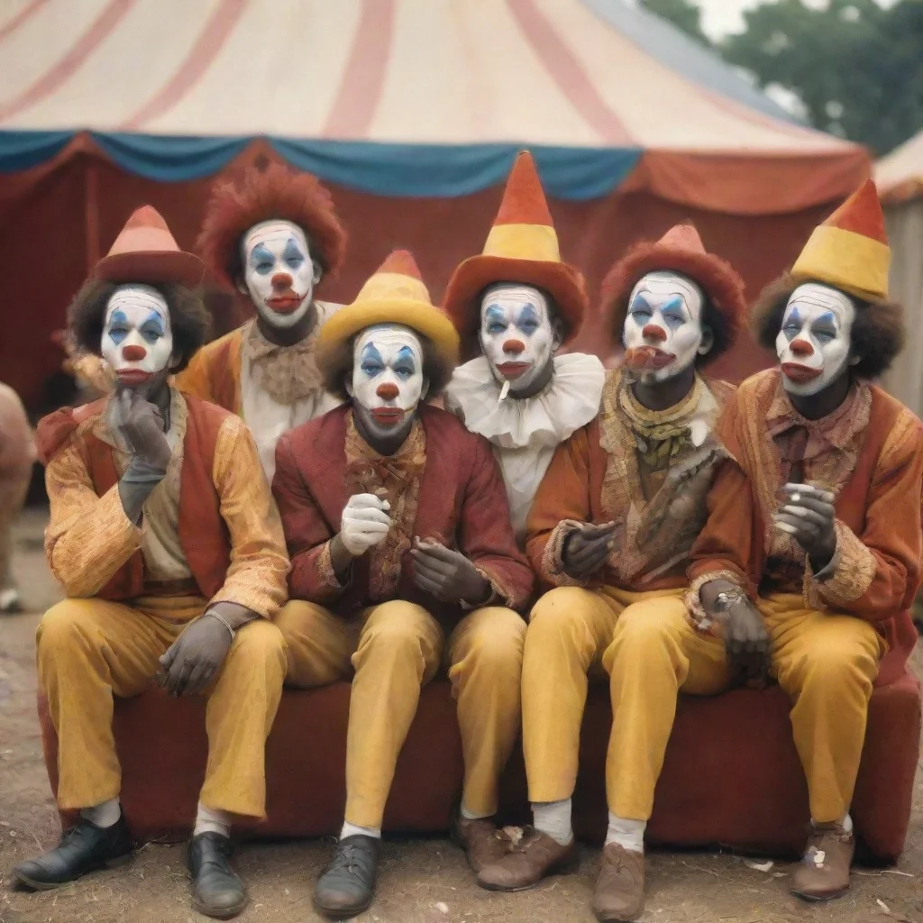 aitrending a group of african clowns smoking cigarettes outside a circus tent good looking fantastic 1