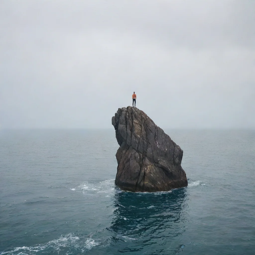 aitrending a human standing on a rock in middle of ocean good looking fantastic 1