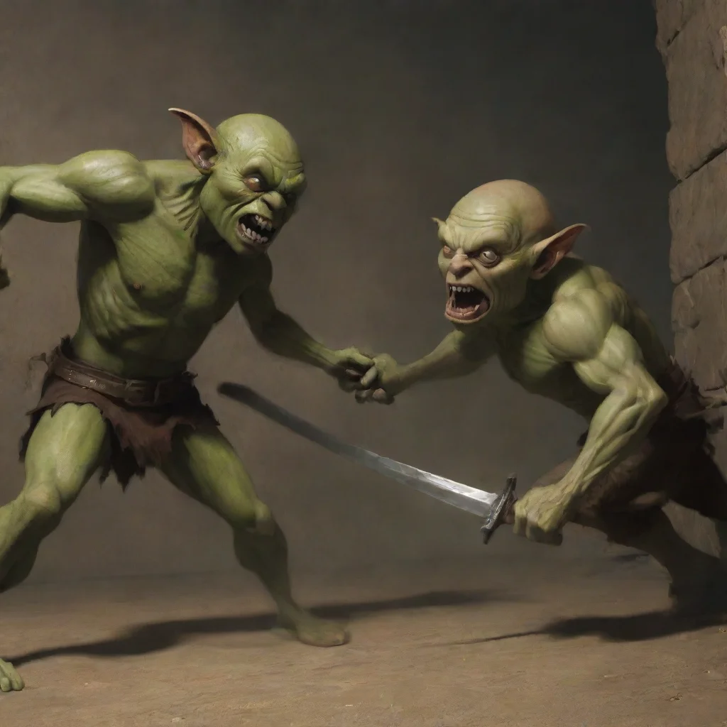 aitrending a man slashing towards the a goblin good looking fantastic 1