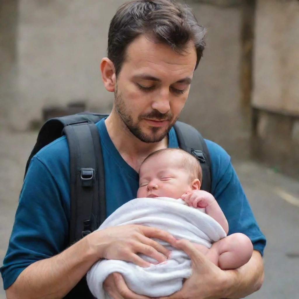 trending a man stuffing a newborn baby in a backpack good looking fantastic 1