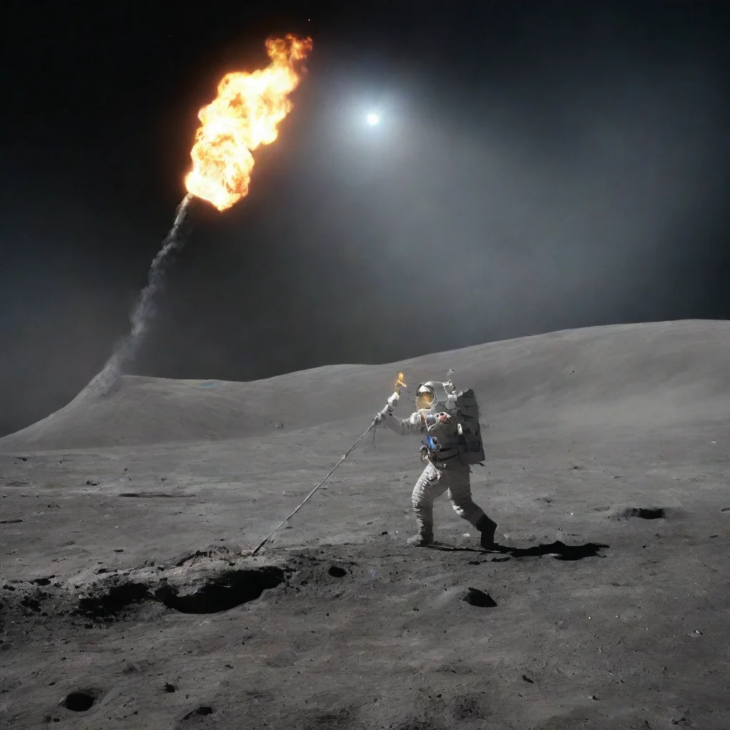 aitrending a man walking on moon with torch good looking fantastic 1
