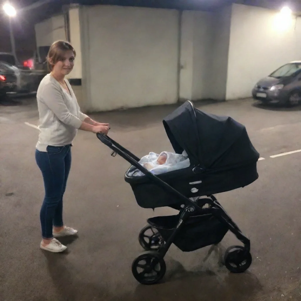 aitrending a newborn baby in a buggy left in a dark car park good looking fantastic 1