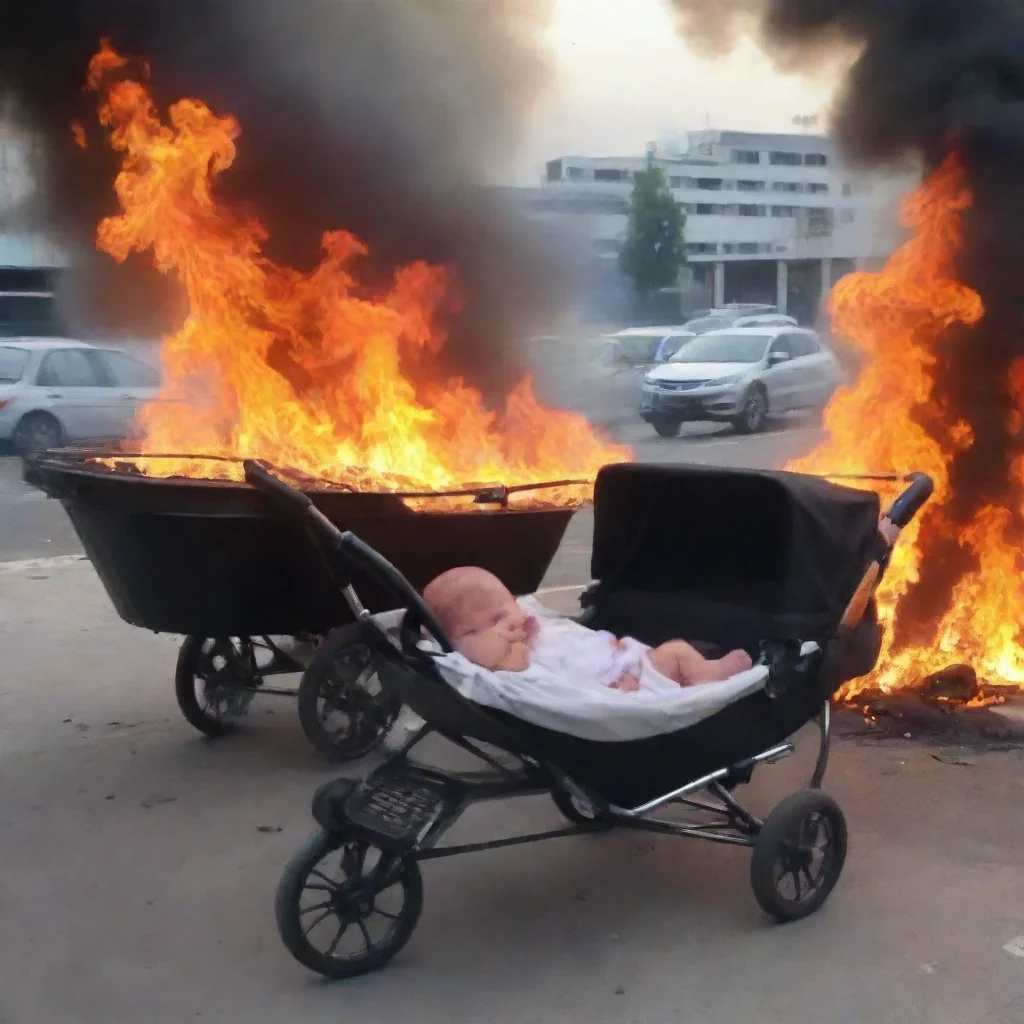 aitrending a newborn baby in a buggy on fire in a car park good looking fantastic 1