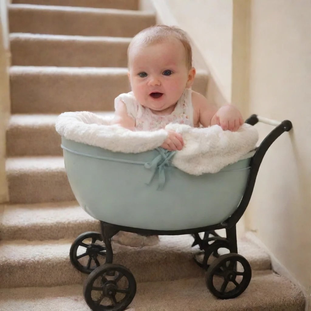 trending a newborn baby in a buggy rolling down stairs good looking fantastic 1