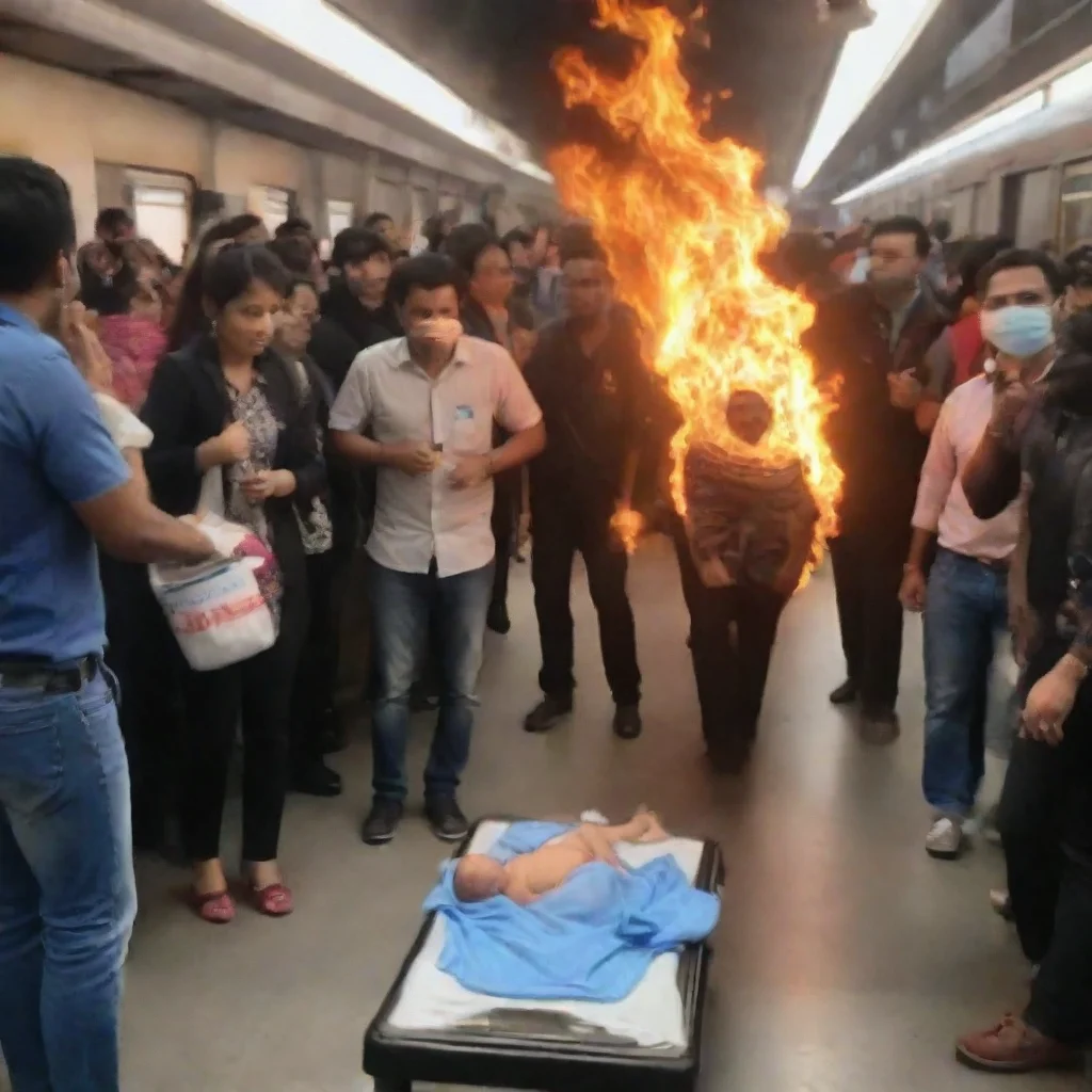 aitrending a newborn baby on fire in a train station with people cheering good looking fantastic 1