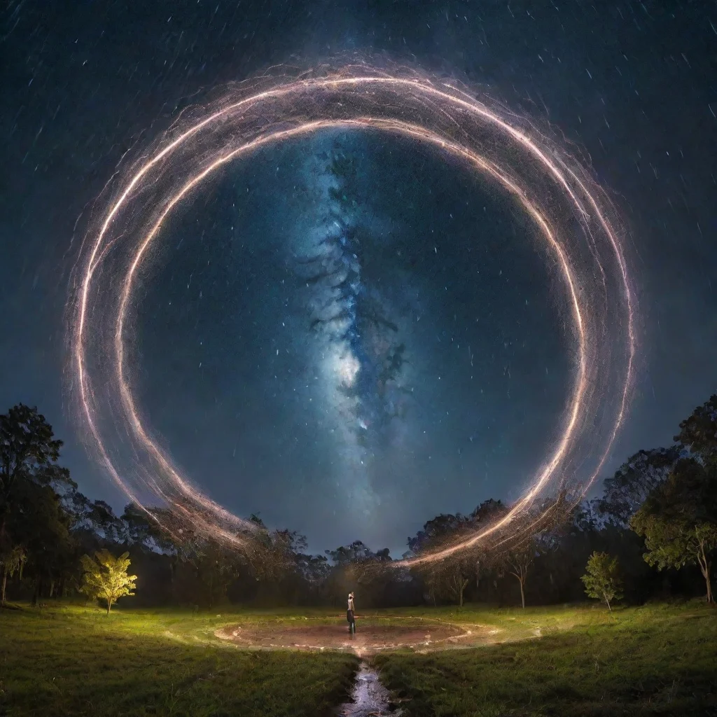 aitrending a night sky that has a huge magic circle that rain lights across the world good looking fantastic 1