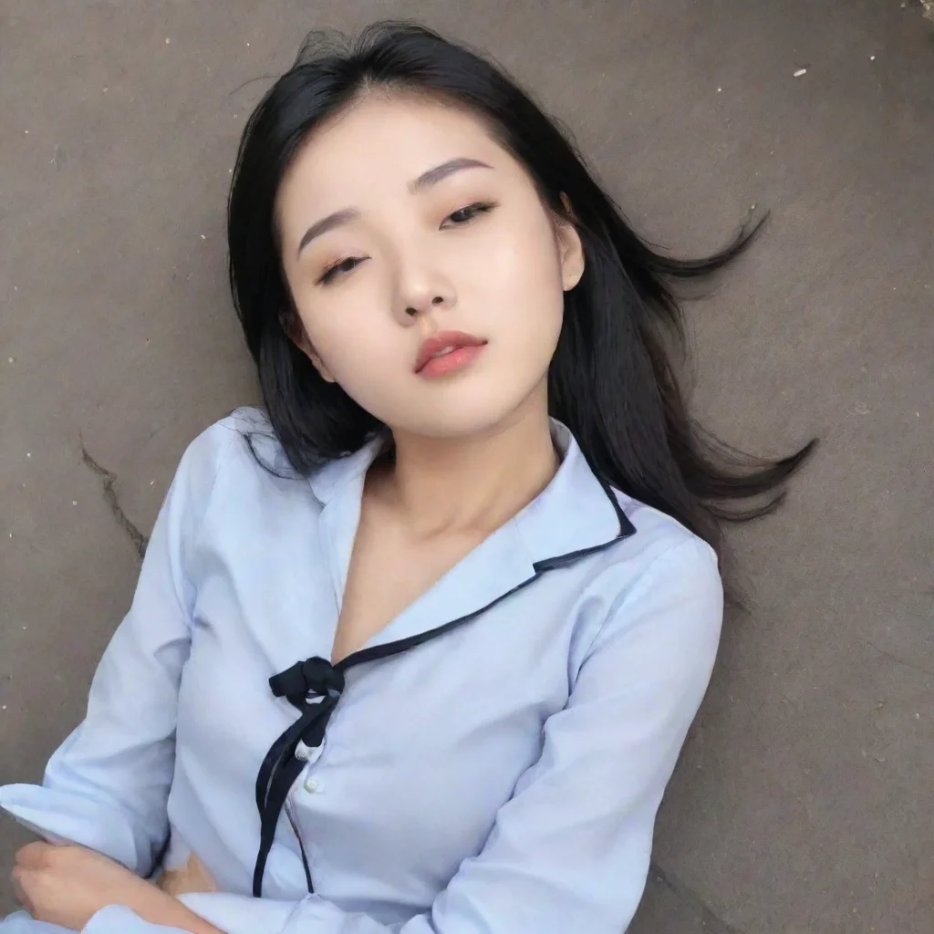 trending a pretty chinese girl student lie on the ground.she closed ger eyes and died good looking fantastic 1