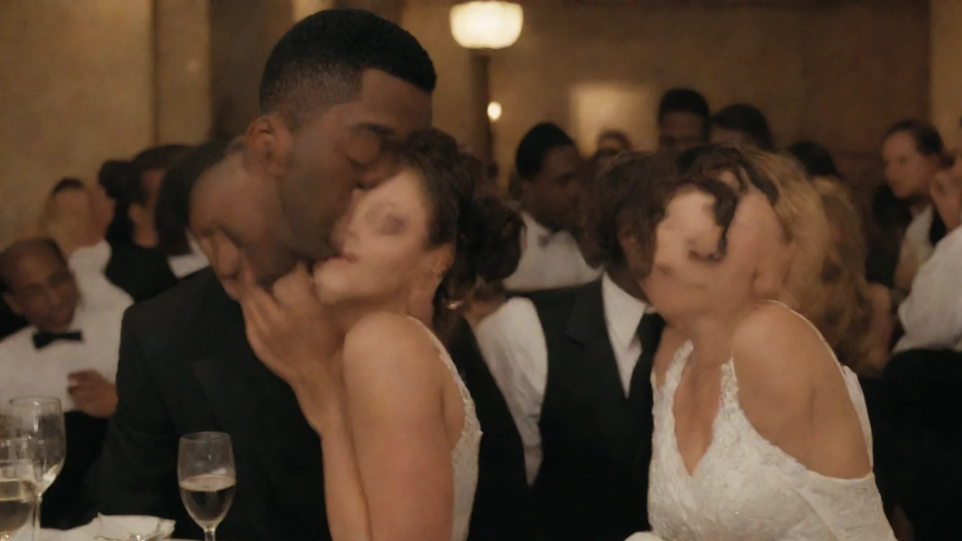 aitrending a pretty wife kissing a black waiter leaning over her at a chic restaurant good looking fantastic 1 wide