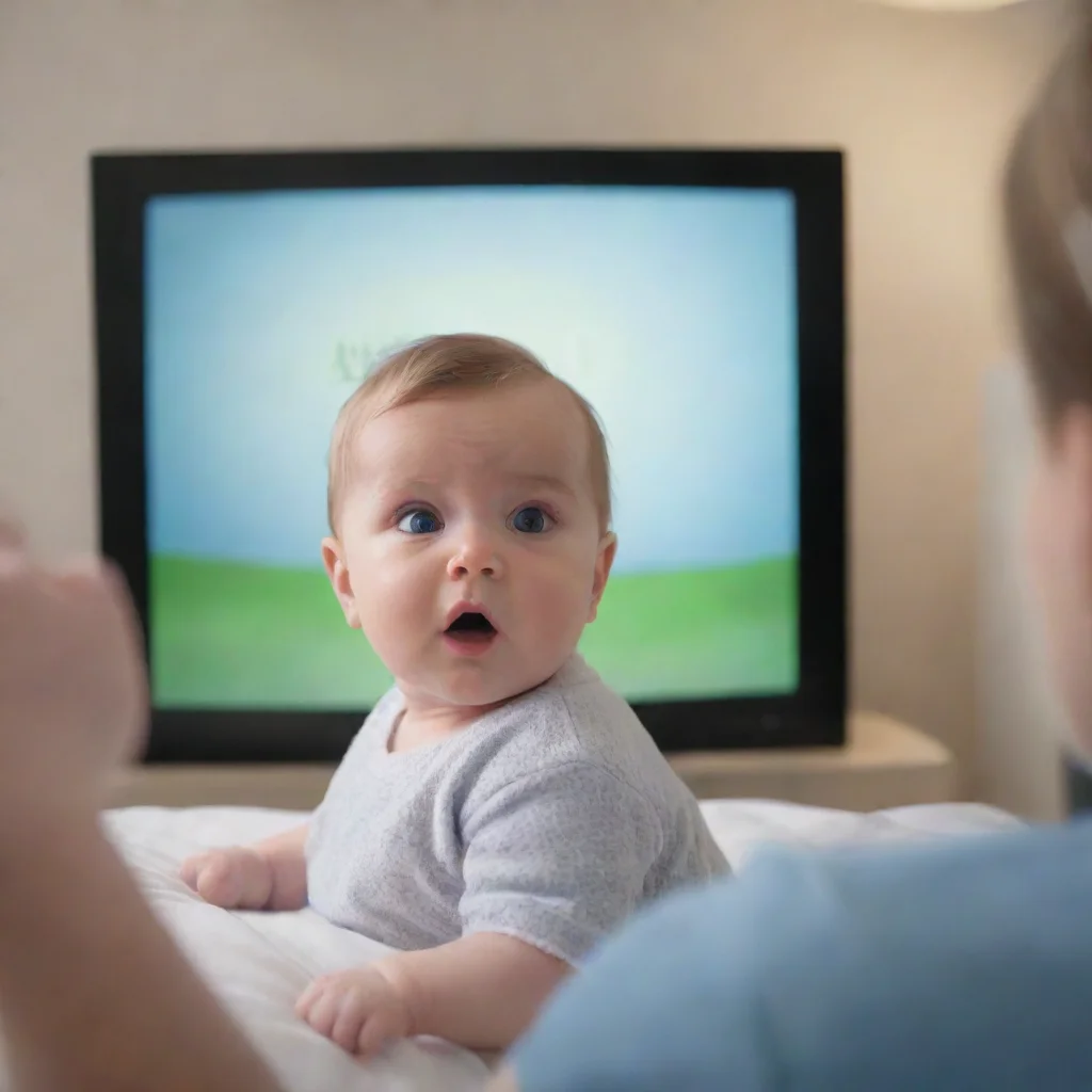 aitrending a realistic baby watching a hospital tv screen about a april fresh tv commercial at home good looking fantastic 1