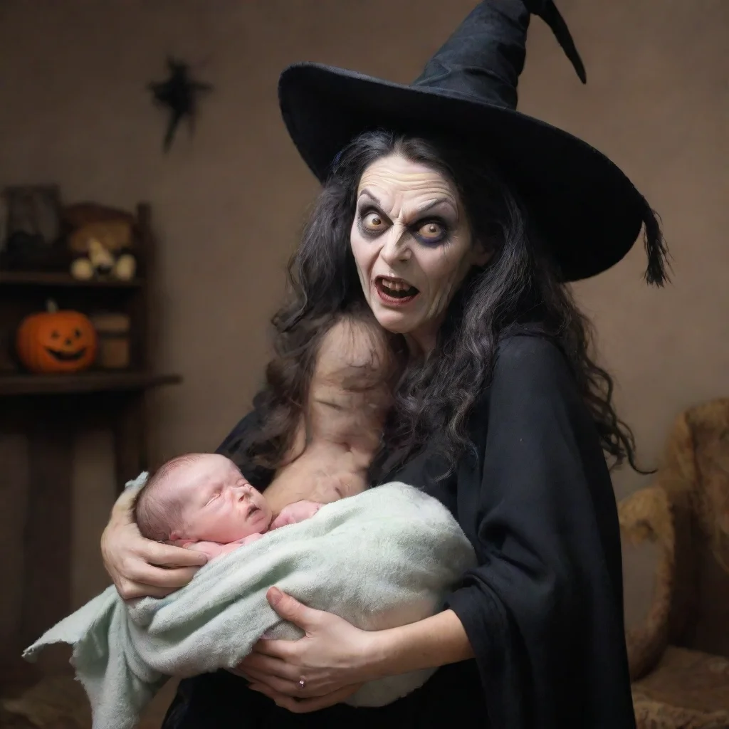 aitrending a scary ugly witch taking a newborn baby away from its mother good looking fantastic 1
