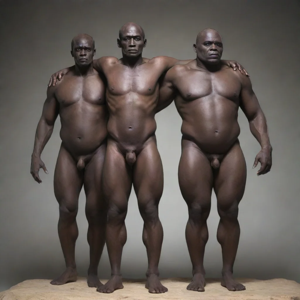 aitrending a three headed giant of dark skinned humanoid shape  good looking fantastic 1