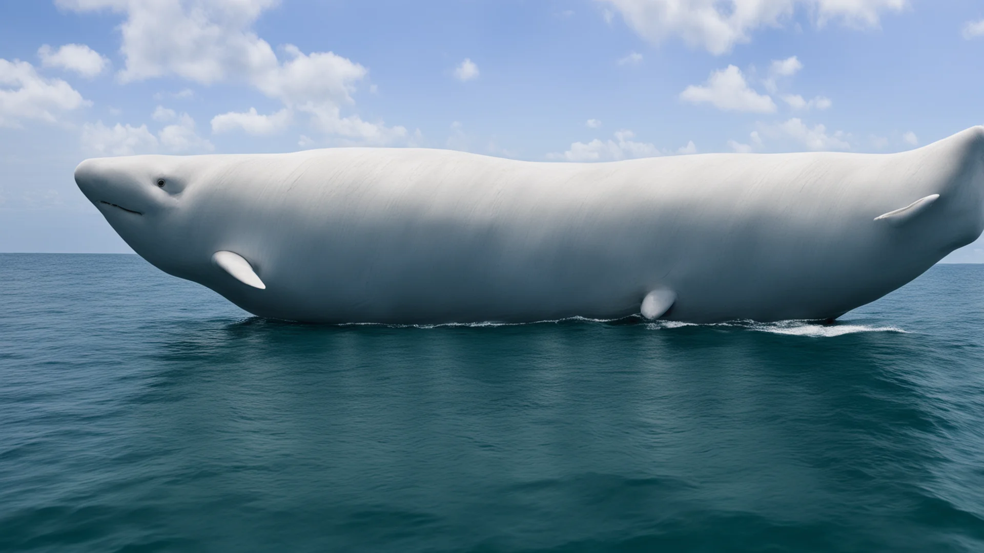 aitrending a very big white sperm whale in the ocean  alongside a boat good looking fantastic 1 wide