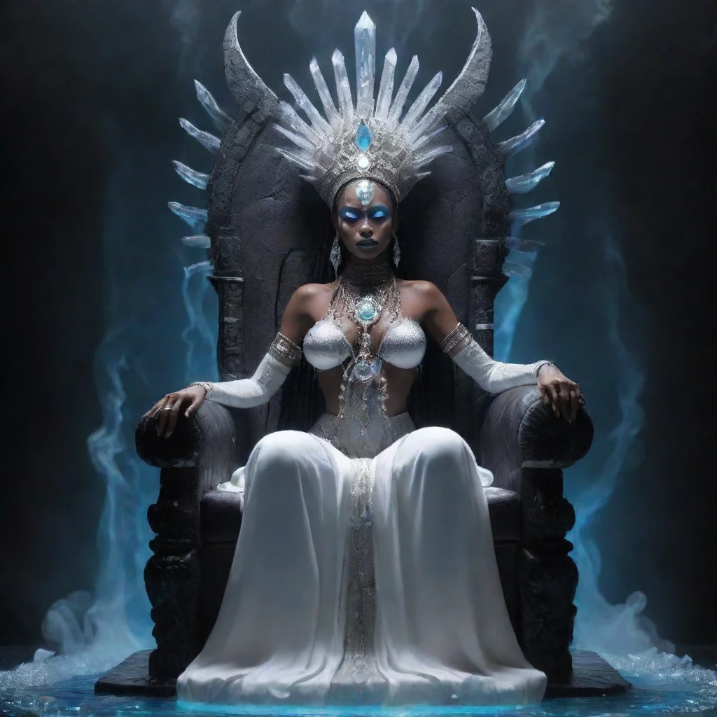 aitrending a voodoo priestess of silence on a fluid throne so clean and clear with technical crystals floating ar 1812 good looking fantastic 1