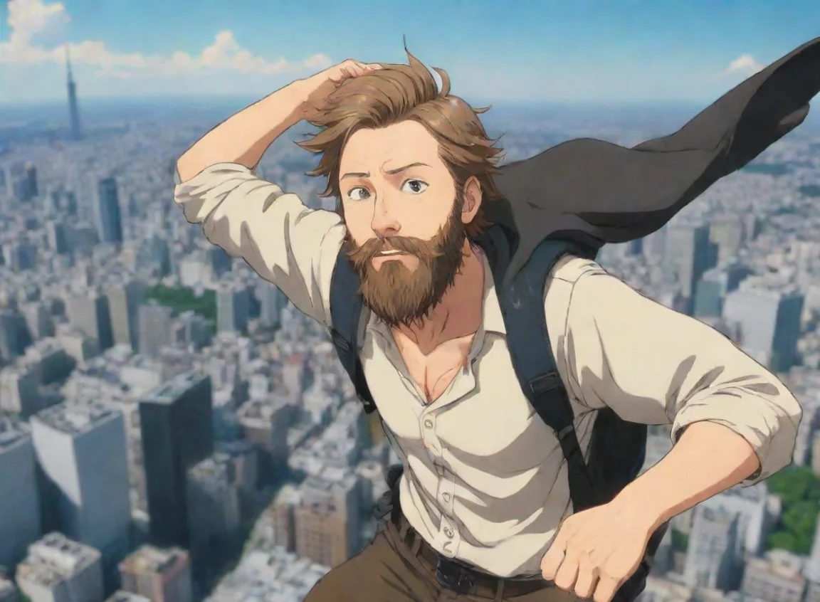 aitrending a young bearded swedish hobo man flying over tokyo anime hd good looking fantastic 1 landscape43