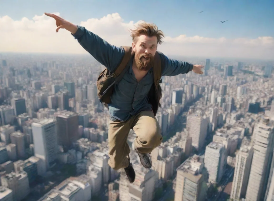aitrending a young bearded swedish hobo man flying over tokyo anime style hd good looking fantastic 1 landscape43